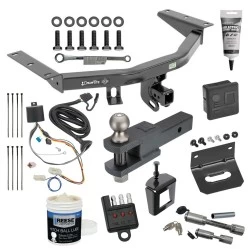 For 2016-2022 Honda Pilot Trailer Hitch Tow PKG Wiring + Clevis Hitch Ball Mount w/ 2" Ball + Bracket + Cover + Dual Hitch & Coupler Locks + Wiring Tester + Ball Lube + Electric Grease + Ball Wrench + Anti Rattle Device