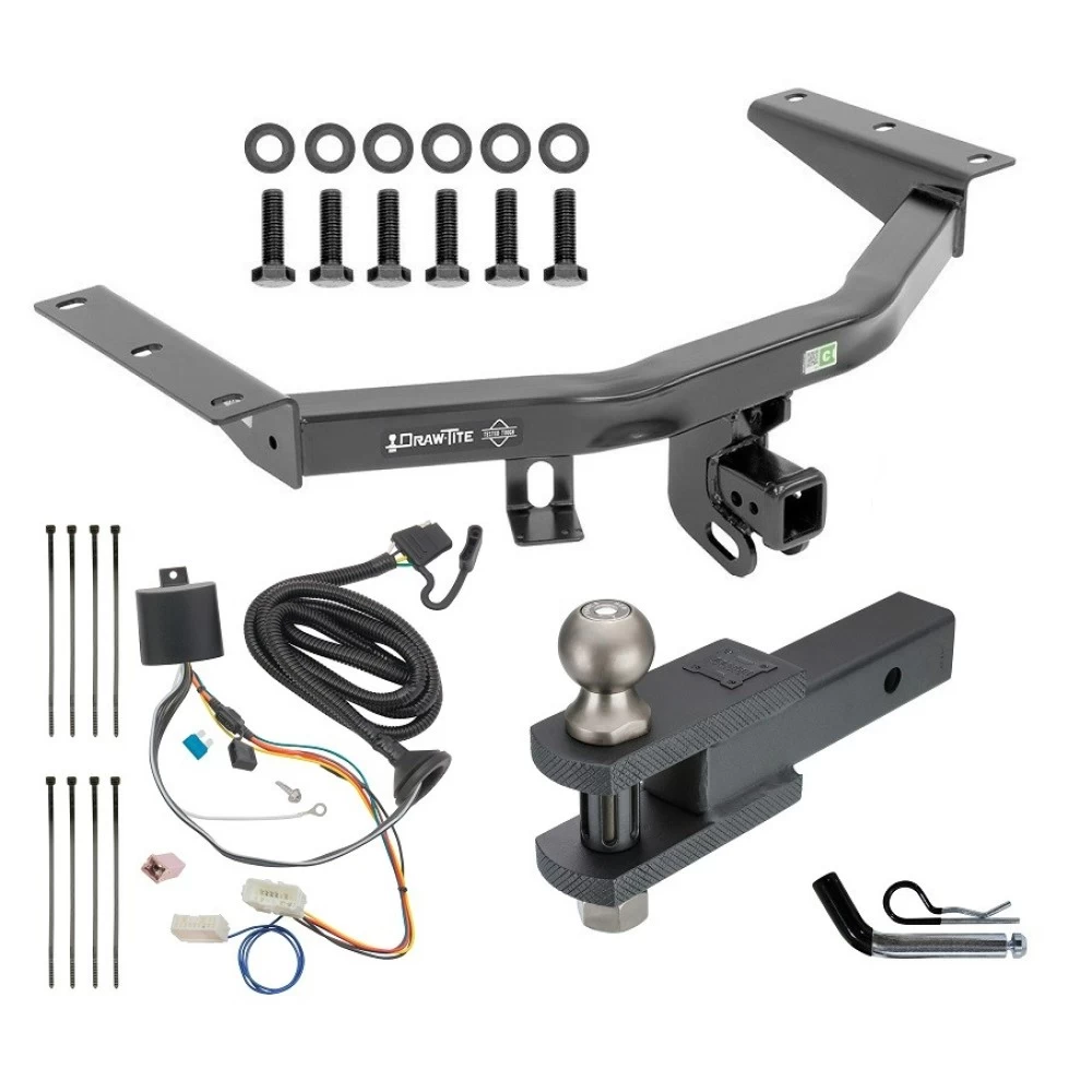 For 2016-2022 Honda Pilot Trailer Hitch Tow PKG w/ 4-Flat Wiring + Clevis Hitch Ball Mount w/ 2" Ball + Pin/Clip By Draw-Tite