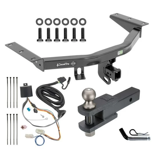 For 2016-2022 Honda Pilot Trailer Hitch Tow PKG w/ 4-Flat Wiring + Clevis Hitch Ball Mount w/ 2" Ball + Pin/Clip By Draw-Tite