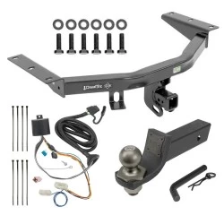 For 16-22 Honda Pilot All Models Trailer Hitch Tow PKG w/ 4-Flat Wiring + Interlock Tactical Starter Kit w/ 2" Drop & 2" Ball By Draw-Tite