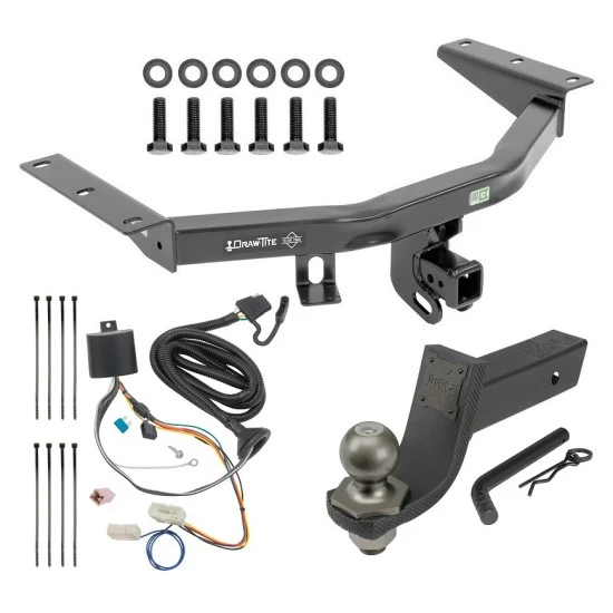 For 2016-2022 Honda Pilot Trailer Hitch Tow PKG w/ 4-Flat Wiring + Interlock Tactical Starter Kit w/ 3-1/4" Drop & 2" Ball By Draw-Tite