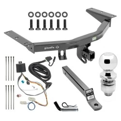 For 16-22 Honda Pilot All Models Trailer Hitch Tow PKG w/ 4-Flat Wiring + Extended 16" Long Ball Mount w/ 4" Drop + Pin/Clip + 2" Ball By Draw-Tite
