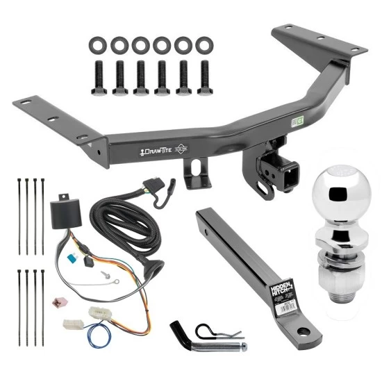 For 2016-2022 Honda Pilot Trailer Hitch Tow PKG w/ 4-Flat Wiring + Extended 16" Long Ball Mount w/ 4" Drop + Pin/Clip + 2" Ball By Draw-Tite