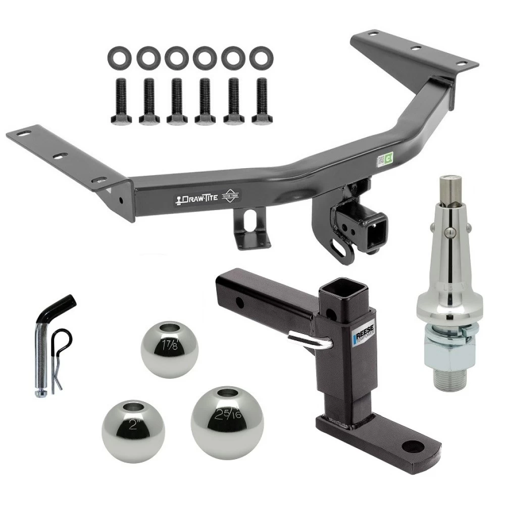 For 2016-2022 Honda Pilot Trailer Hitch Tow PKG w/ Adjustable Drop Rise Ball Mount + Pin/Clip + Inerchangeable 1-7/8" & 2" & 2-5/16" Balls By Draw-Tite