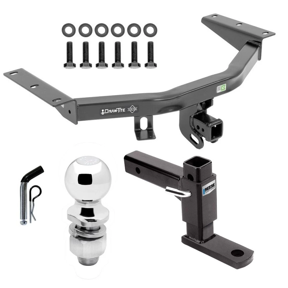 For 2016-2022 Honda Pilot Trailer Hitch Tow PKG w/ Adjustable Drop Rise Ball Mount + Pin/Clip + 2" Ball By Draw-Tite