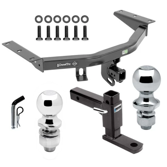 For 2016-2022 Honda Pilot Trailer Hitch Tow PKG w/ Adjustable Drop Rise Ball Mount + Pin/Clip + 2" Ball + 1-7/8" Ball By Draw-Tite