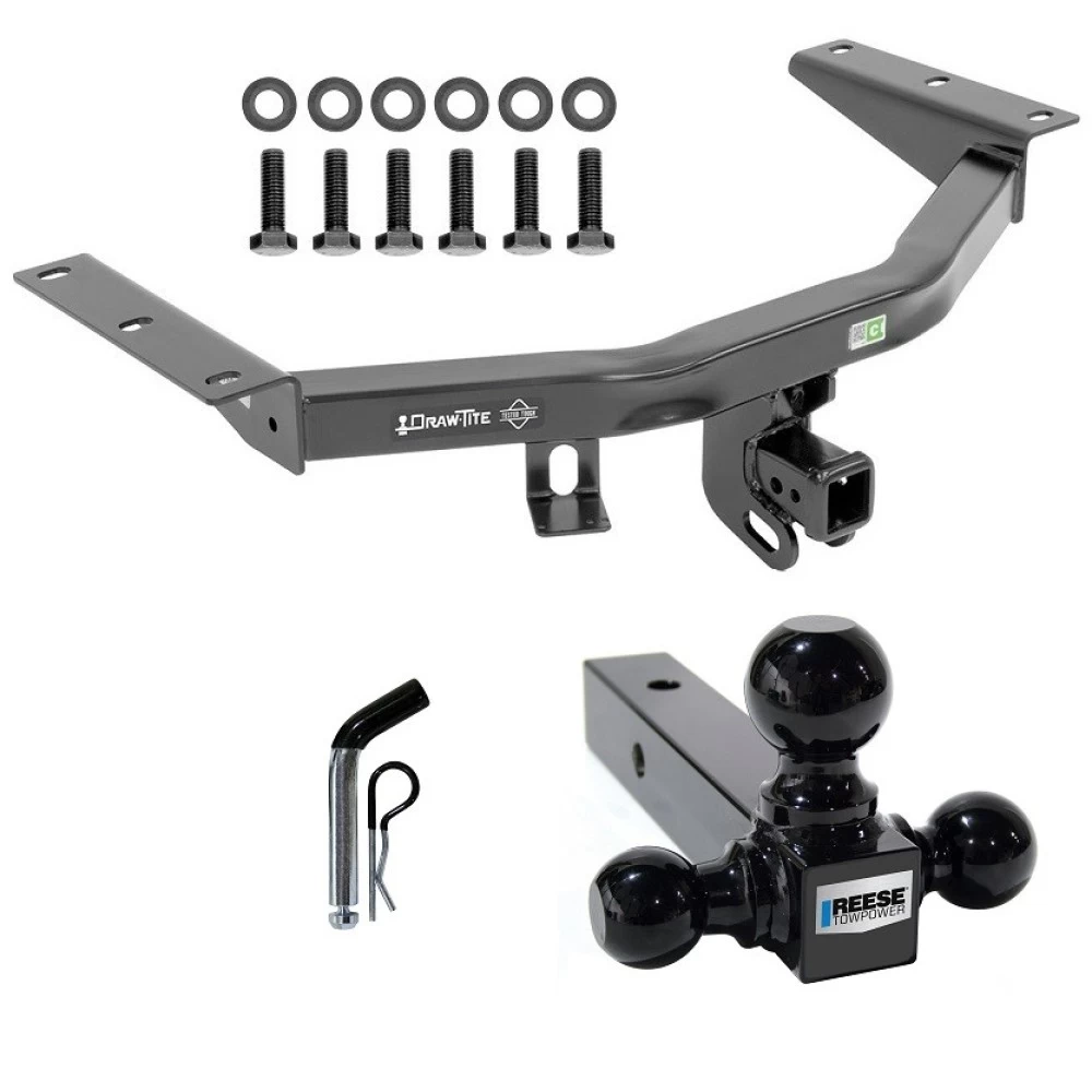 For 2014-2020 Acura MDX Trailer Hitch Tow PKG w/ Triple Ball Ball Mount 1-7/8" & 2" & 2-5/16" Trailer Balls + Pin/Clip (Excludes: w/Full Size Spare Tire Models) By Draw-Tite