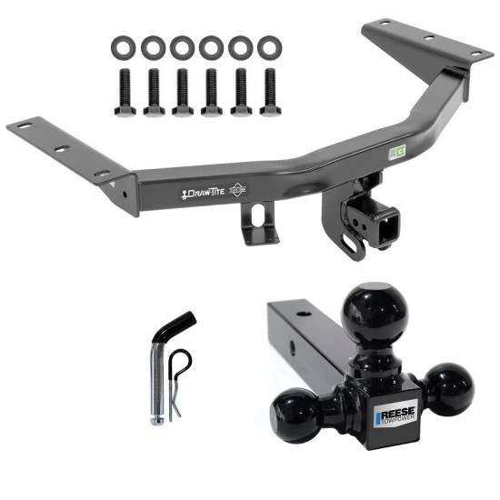 For 2014-2020 Acura MDX Trailer Hitch Tow PKG w/ Triple Ball Ball Mount 1-7/8" & 2" & 2-5/16" Trailer Balls + Pin/Clip (Excludes: w/Full Size Spare Tire Models) By Draw-Tite