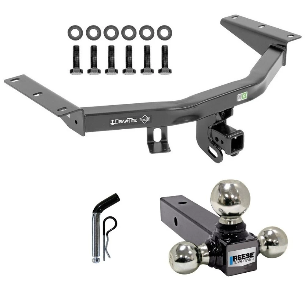 For 2014-2020 Acura MDX Trailer Hitch Tow PKG w/ Triple Ball Ball Mount 1-7/8" & 2" & 2-5/16" Trailer Balls + Pin/Clip (Excludes: w/Full Size Spare Tire Models) By Draw-Tite