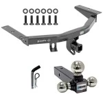 For 2014-2020 Acura MDX Trailer Hitch Tow PKG w/ Triple Ball Ball Mount 1-7/8" & 2" & 2-5/16" Trailer Balls + Pin/Clip (Excludes: w/Full Size Spare Tire Models) By Draw-Tite