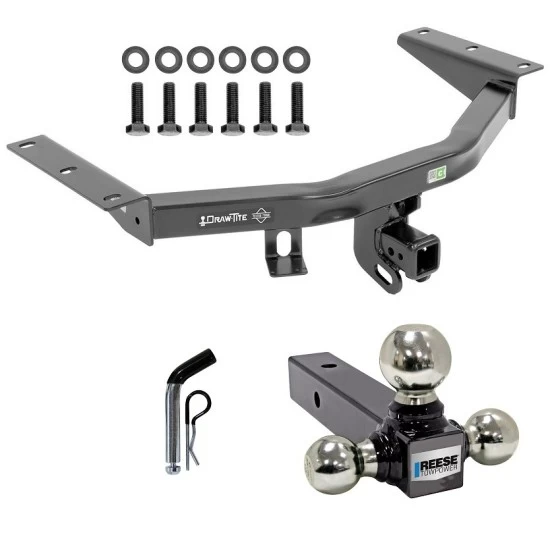 For 2014-2020 Acura MDX Trailer Hitch Tow PKG w/ Triple Ball Ball Mount 1-7/8" & 2" & 2-5/16" Trailer Balls + Pin/Clip (Excludes: w/Full Size Spare Tire Models) By Draw-Tite