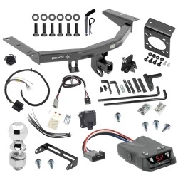 For 2014-2020 Acura MDX Trailer Hitch Tow PKG w/ 8K Round Bar Weight Distribution Hitch w/ 2-5/16" Ball + 2" Ball + Pin/Clip + Tekonsha Brakeman IV Brake Control + Plug & Play BC Adapter + 7-Way RV Wiring