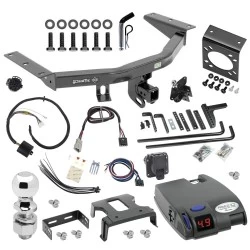 For 2014-2020 Acura MDX Trailer Hitch Tow PKG w/ 8K Round Bar Weight Distribution Hitch w/ 2-5/16" Ball + 2" Ball + Pin/Clip + Tekonsha Primus IQ Brake Control + Plug & Play BC Adapter + 7-Way RV Wiring