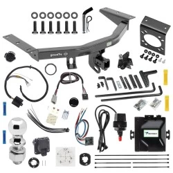 For 2014-2020 Acura MDX Trailer Hitch Tow PKG w/ 8K Round Bar Weight Distribution Hitch w/ 2-5/16" Ball + 2" Ball + Pin/Clip + Tekonsha Prodigy iD Bluetooth Wireless Brake Control + Plug & Play BC Adapter + 7-Way RV Wiring