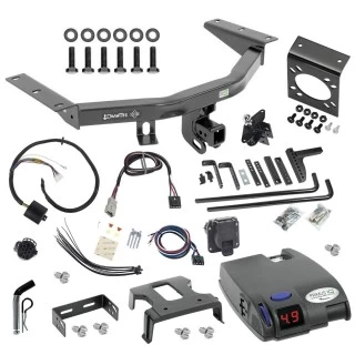 For 2014-2020 Acura MDX Trailer Hitch Tow PKG w/ 8K Round Bar Weight Distribution Hitch w/ 2-5/16" Ball + Pin/Clip + Tekonsha Primus IQ Brake Control + Plug & Play BC Adapter + 7-Way RV Wiring (Excludes: w/Full Size Spare Tire Models) By Draw-Tit