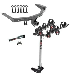 For 14-20 Acura MDX 16-22 Honda Pilot Trailer Hitch Tow PKG w/ 4 Bike Carrier Rack + Hitch Lock By Draw-Tite
