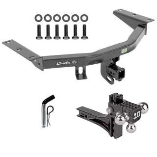 For 2014-2020 Acura MDX Trailer Hitch Tow PKG w/ Adjustable Drop Rise Triple Ball Ball Mount 1-7/8" & 2" & 2-5/16" Trailer Balls + Pin/Clip (Excludes: w/Full Size Spare Tire Models) By Draw-Tite