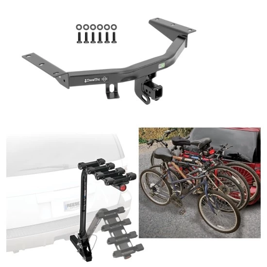 Trailer Hitch w/ 4 Bike Rack For 14-20 Acura MDX 16-22 Honda Pilot Approved for Recreational & Offroad Use Carrier for Adult Woman or Child Bicycles Foldable