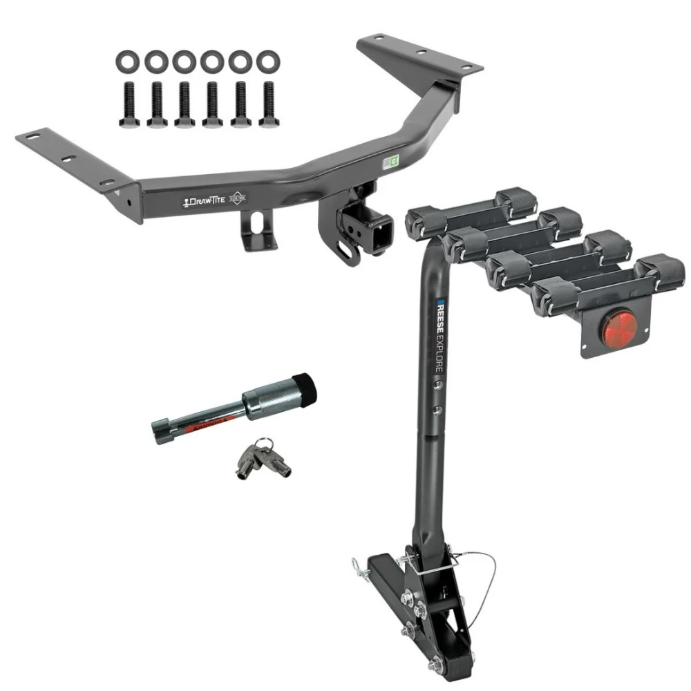 For 2014-2020 Acura MDX Trailer Hitch kit by: Draw-Tite For 2014-2020 Acura MDX Trailer Hitch Tow PKG w/ 4 Bike Carrier Rack + Hitch Lock (Excludes: w/Full Size Spare Tire Models) By Draw-Tite