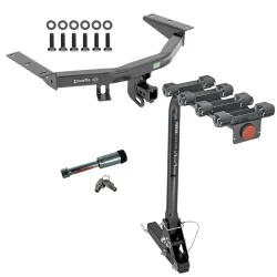 For 14-20 Acura MDX 16-22 Honda Pilot Trailer Hitch Tow PKG w/ 4 Bike Carrier Rack + Hitch Lock By Draw-Tite