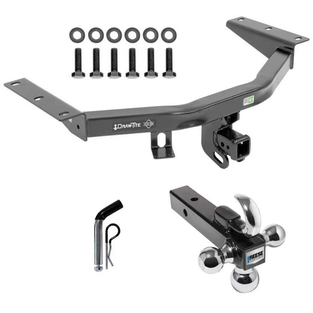 For 2016-2022 Honda Pilot Trailer Hitch Tow PKG w/ Triple Ball Ball Mount 1-7/8" & 2" & 2-5/16" Trailer Balls w/ Tow Hook + Pin/Clip By Draw-Tite