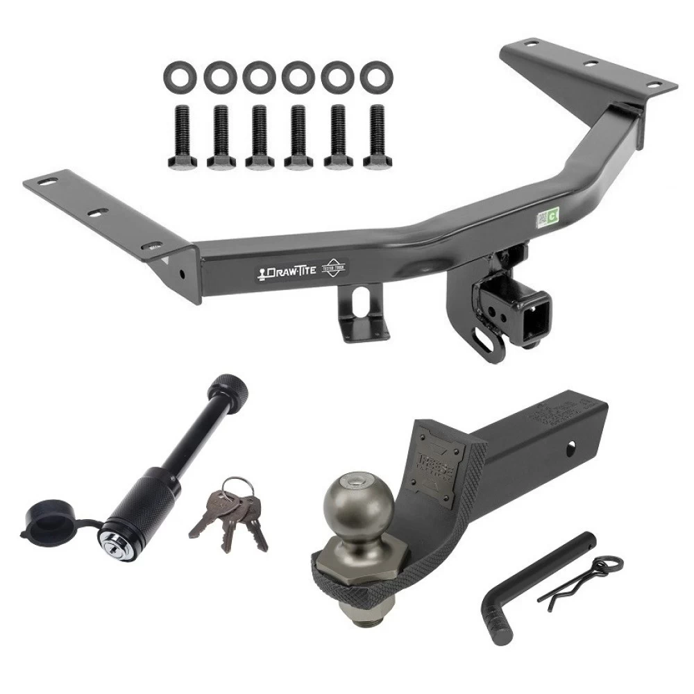 For 2016-2022 Honda Pilot Trailer Hitch Tow PKG + Interlock Tactical Starter Kit w/ 2" Drop & 2" Ball + Tactical Dogbone Lock By Draw-Tite