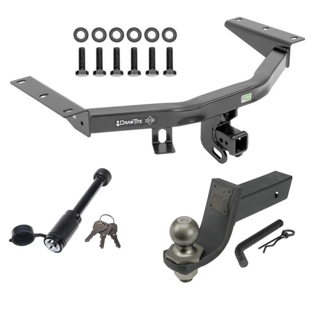For 2016-2022 Honda Pilot Trailer Hitch Tow PKG + Interlock Tactical Starter Kit w/ 3-1/4" Drop & 2" Ball + Tactical Dogbone Lock By Draw-Tite