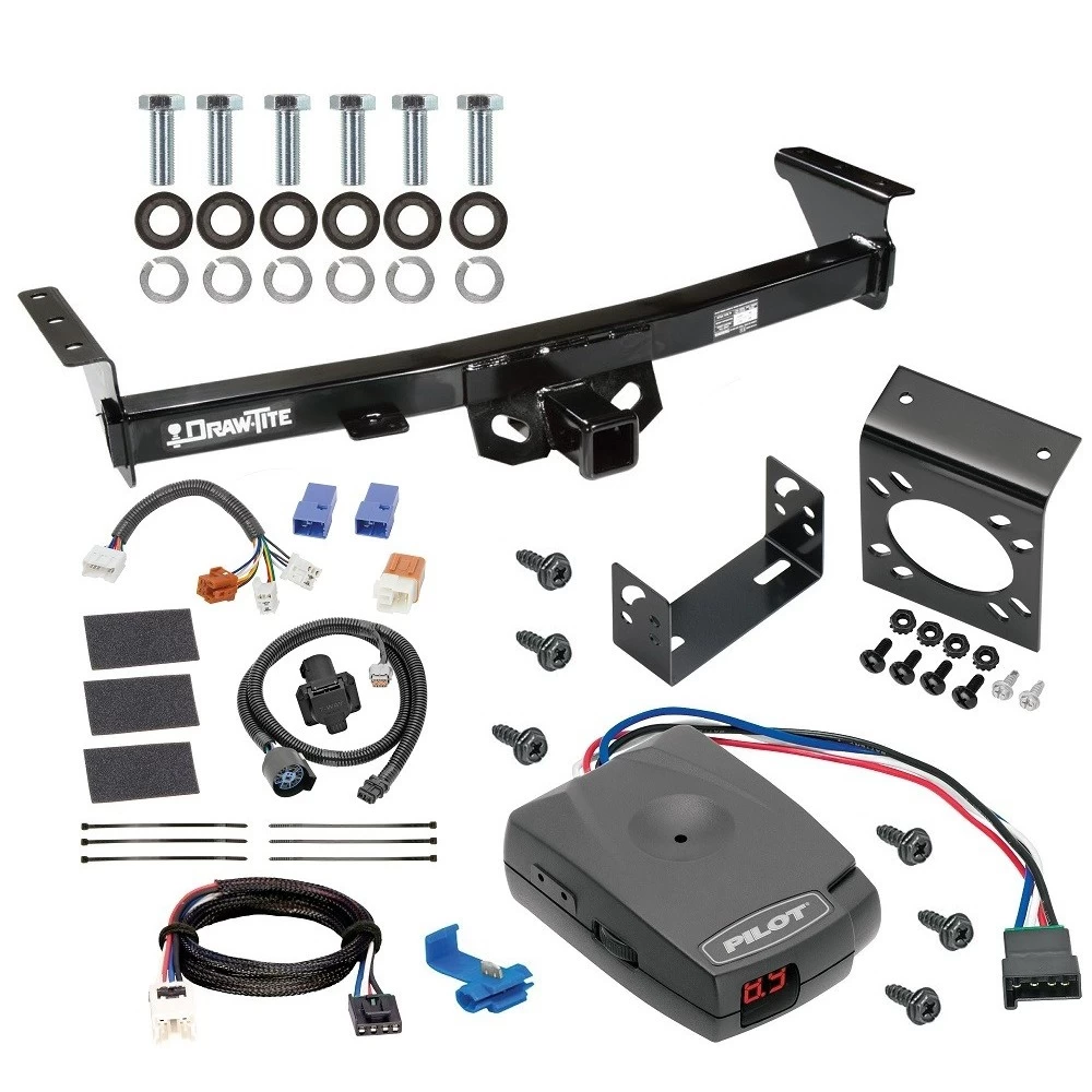 For 2005-2024 Nissan Frontier Trailer Hitch Tow PKG w/ Pro Series Pilot Brake Control + Plug & Play BC Adapter + 7-Way RV Wiring By Draw-Tite
