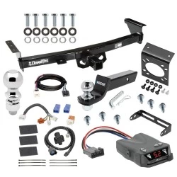 For 05-26 Nissan Frontier 09-12 Suzuki Equator Trailer Hitch Tow PKG w/ Tekonsha Brakeman IV Brake Control + Plug & Play BC Adapter + 7-Way RV Wiring + 2" & 2-5/16" Ball & Drop Mount By Draw-Tite