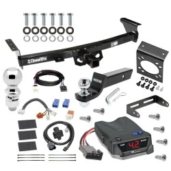 For 2005-2024 Nissan Frontier Trailer Hitch Tow PKG w/ Tekonsha BRAKE-EVN Brake Control + Plug & Play BC Adapter + 7-Way RV Wiring + 2" & 2-5/16" Ball & Drop Mount By Draw-Tite