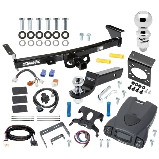 For 2005-2024 Nissan Frontier Trailer Hitch Tow PKG w/ Tekonsha Prodigy P3 Brake Control + Plug & Play BC Adapter + 7-Way RV Wiring + 2" & 2-5/16" Ball & Drop Mount By Draw-Tite