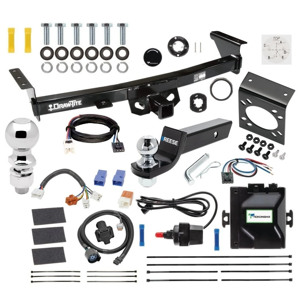 For 2005-2024 Nissan Frontier Trailer Hitch Tow PKG w/ Tekonsha Prodigy iD Bluetooth Wireless Brake Control + Plug & Play BC Adapter + 7-Way RV Wiring + 2" & 2-5/16" Ball & Drop Mount By Draw-Tite