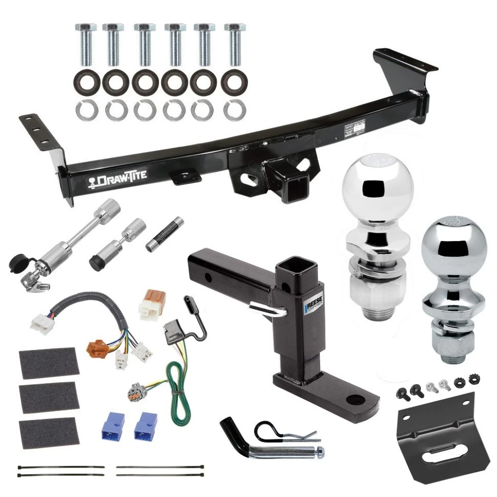 For 2005-2023 Nissan Frontier Trailer Hitch kit by: Draw-Tite For 2005-2023 Nissan Frontier Trailer Hitch Tow PKG w/ 4-Flat Wiring Harness + Adjustable Drop Rise Ball Mount + Pin/Clip + 2" Ball + 1-7/8" Ball + Dual Hitch & Coupler Locks By Draw-Tite