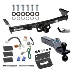 For 05-26 Nissan Frontier 09-12 Suzuki Equator Trailer Hitch Tow PKG w/ 4-Flat Wiring Harness + Dual Ball Ball Mount 1-7/8" & 2" Trailer Balls + Pin/Clip + Wiring Bracket By Draw-Tite