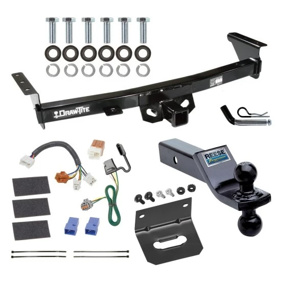 For 2005-2023 Nissan Frontier Trailer Hitch Tow PKG w/ 4-Flat Wiring Harness + Dual Ball Ball Mount 1-7/8" & 2" Trailer Balls + Pin/Clip + Wiring Bracket By Draw-Tite
