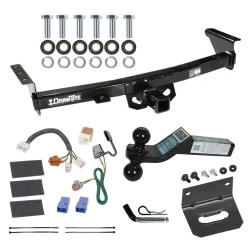 For 2005-2023 Nissan Frontier Trailer Hitch Tow PKG w/ 4-Flat Wiring Harness + Dual Ball Ball Mount 2" & 2-5/16" Trailer Balls + Pin/Clip +  Wiring Bracket By Draw-Tite