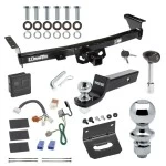 For 05-26 Nissan Frontier 09-12 Suzuki Equator Trailer Hitch Tow PKG w/ 4-Flat Wiring + Starter Kit Ball Mount w/ 2" Drop & 2" Ball + 1-7/8" Ball + Wiring Bracket + Hitch Lock + Hitch Cover By Draw-Tite