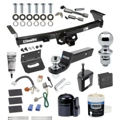 For 05-23 Nissan Frontier Trailer Hitch Tow PKG Wiring + Starter Kit Ball Mount w/ 2" Drop & 2" +1-7/8" Ball+Wiring Bracket + Dual Hitch & Coupler Locks +Wiring Tester + Ball Lube +Electric Grease + Ball Wrench + Anti Rattle Device