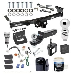 For 05-23 Nissan Frontier Trailer Hitch Tow PKG Wiring + Starter Kit Ball Mount w/ 2" Drop & 2" + 2-5/16" Ball + Bracket + Dual Hitch Coupler Locks + Cover+Wiring Tester + Ball Lube +Electric Grease+Ball Wrench+Anti Rattle Device