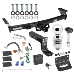 For 05-26 Nissan Frontier 09-12 Suzuki Equator Trailer Hitch Tow PKG w/ 4-Flat Wiring + Ball Mount w/ 4" Drop + 2" Ball + Wiring Bracket + Hitch Lock + Hitch Cover By Draw-Tite