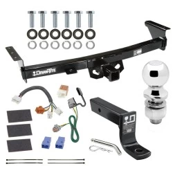 For 05-26 Nissan Frontier 09-12 Suzuki Equator Trailer Hitch Tow PKG w/ 4-Flat Wiring + Ball Mount w/ 4" Drop + 2" Ball By Draw-Tite