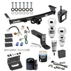 For 2005-2023 Nissan Frontier Trailer Hitch Tow PKG Wiring + Ball Mount w/ 4" Drop + 2" Ball + 2-5/16" Ball + Wiring Bracket + Dual Hitch & Coupler Locks +Cover +Wiring Tester + Ball Lube +Electric Grease +Ball Wrench+Anti Rattle Device