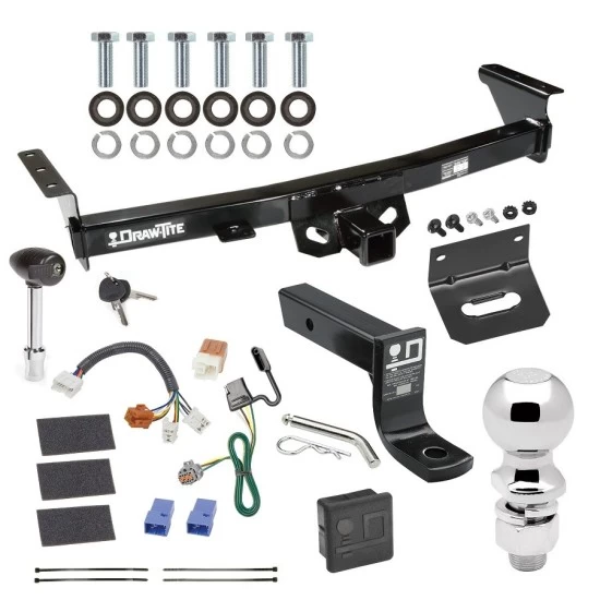 For 2005-2023 Nissan Frontier Trailer Hitch kit by: Draw-Tite For 2005-2023 Nissan Frontier Trailer Hitch Tow PKG w/ 4-Flat Wiring + Ball Mount w/ 4" Drop + 2-5/16" Ball + Wiring Bracket + Hitch Lock + Hitch Cover By Draw-Tite