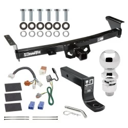 For 05-26 Nissan Frontier 09-12 Suzuki Equator Trailer Hitch Tow PKG w/ 4-Flat Wiring + Ball Mount w/ 4" Drop + 2-5/16" Ball By Draw-Tite