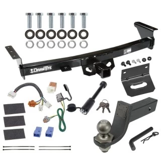 For 2005-2023 Nissan Frontier Trailer Hitch Tow PKG w/ 4-Flat Wiring + Interlock Tactical Starter Kit w/ 3-1/4" Drop & 2" Ball + Tactical Dogbone Lock + Wiring Bracket By Draw-Tite