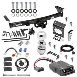 For 2005-2024 Nissan Frontier Trailer Hitch Tow PKG w/ 8K Round Bar Weight Distribution Hitch w/ 2-5/16" Ball + 2" Ball + Pin/Clip + Tekonsha Brakeman IV Brake Control + Plug & Play BC Adapter + 7-Way RV Wiring By Draw-Tite