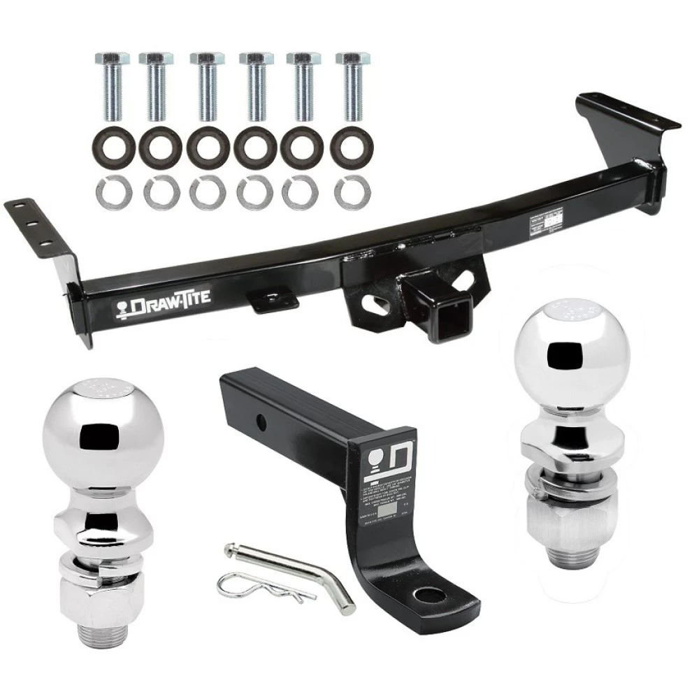 For 2005-2024 Nissan Frontier Trailer Hitch Tow PKG w/ Ball Mount w/ 4" Drop + 2" Ball + 2-5/16" Ball By Draw-Tite