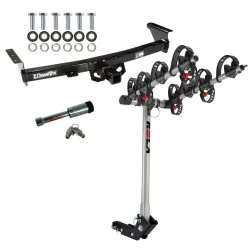 For 05-26 Nissan Frontier 09-12 Suzuki Equator Trailer Hitch Tow PKG w/ 4 Bike Carrier Rack + Hitch Lock By Draw-Tite