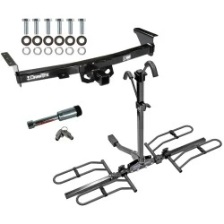 For 05-26 Nissan Frontier 09-12 Suzuki Equator Trailer Hitch Tow PKG w/ 2 Bike Plaform Style Carrier Rack + Hitch Lock By Draw-Tite
