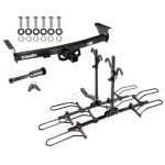 For 2005-2024 Nissan Frontier Trailer Hitch Tow PKG w/ 4 Bike Plaform Style Carrier Rack + Hitch Lock By Draw-Tite